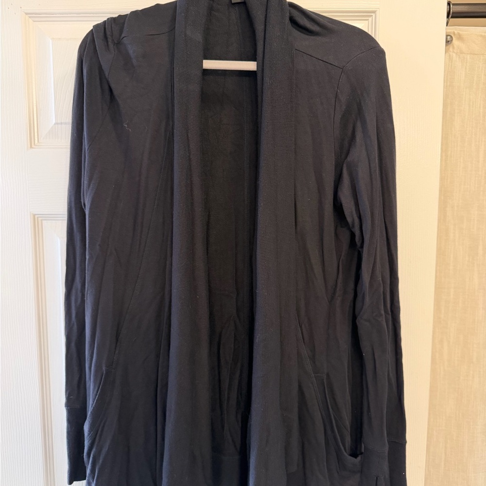 Athleta Pranayama Restore Wrap Black Open-Front Lightweight Cardigan